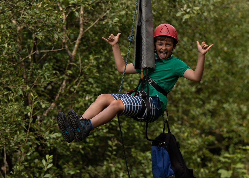 A young Calvert Exmoor guest on the zip wire