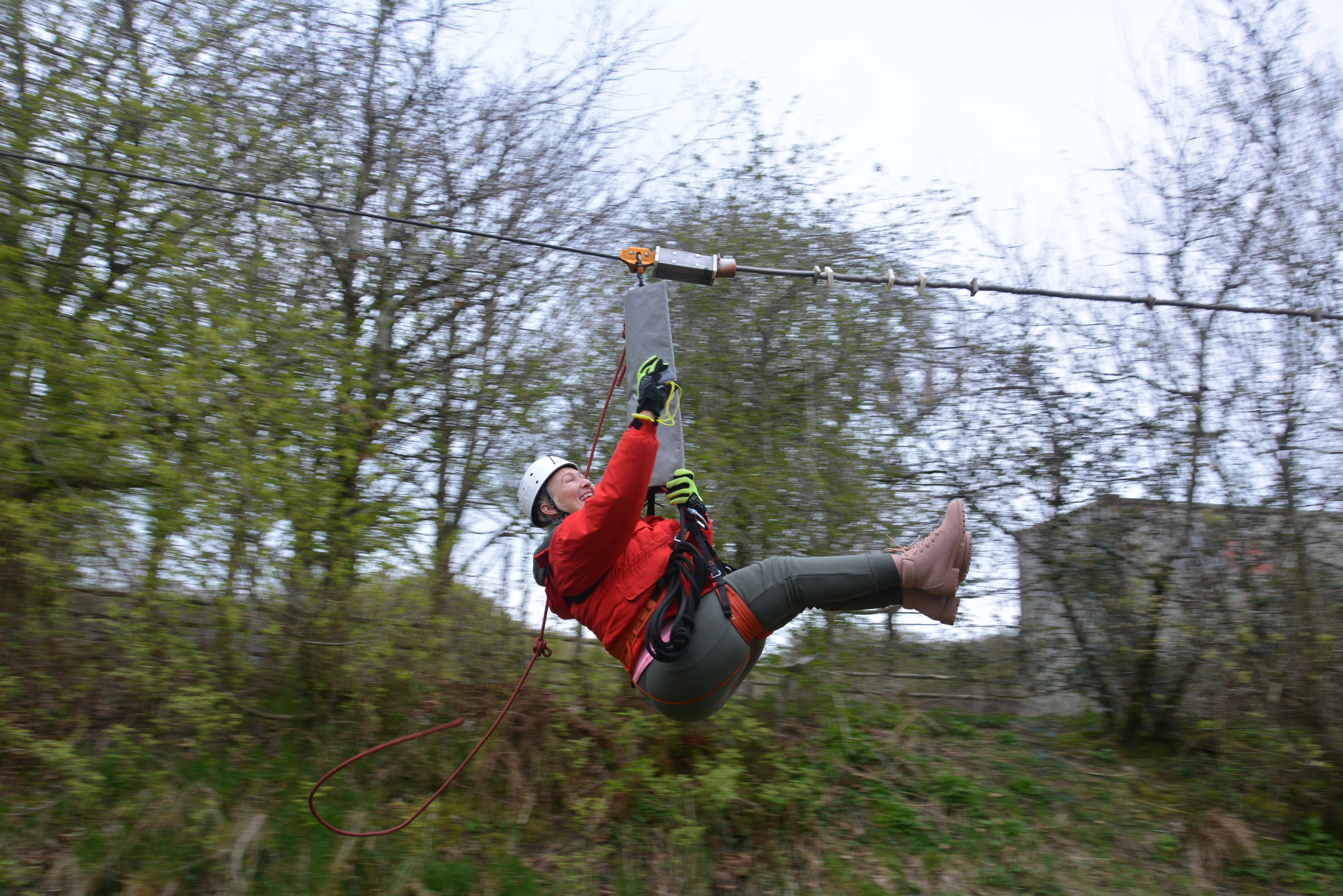 A Calvert Exmoor guest on the zip wire