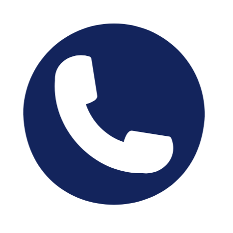A blue background with a white icon of a telephone in the middle